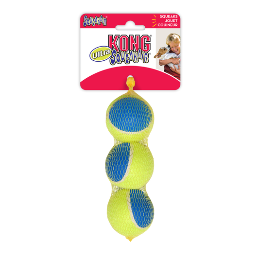 KONG SqueakAir Ultra Balls Medium 2½" Net-of-3