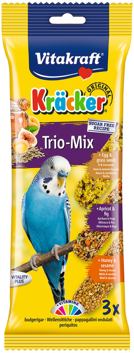 Vitakraft Budgie Trio Kracker Honey & Sesame / Egg & Grass Seeds / Apricot & Fig