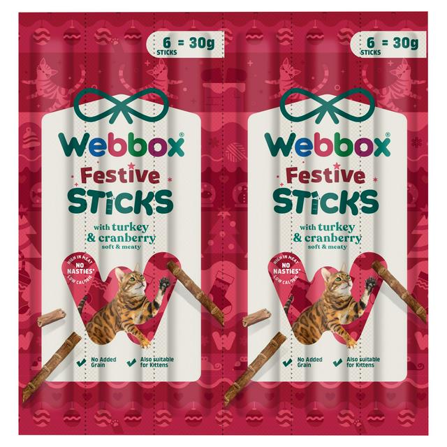 Webbox Tasty Sticks Turkey and Cranberry Cat Treats 6x 30g
