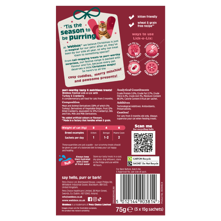 Webbox Christmas Lick-e-Lix Cat Treats – Turkey & Cranberry