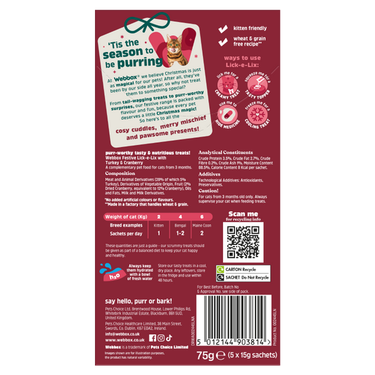 Webbox Christmas Lick-e-Lix Cat Treats – Turkey & Cranberry